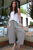 Sandbar Linen Blend Barrel Culotte Pant Mocha